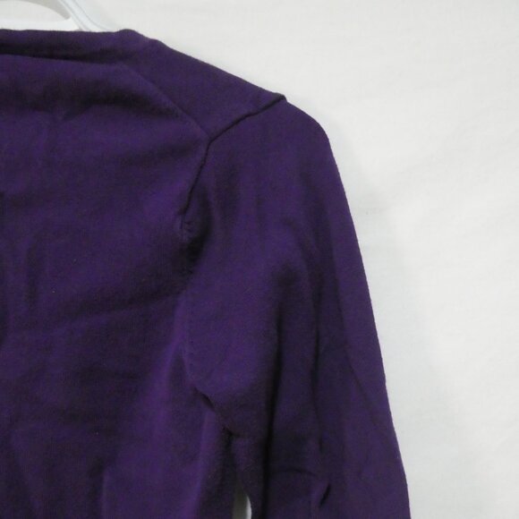 SUZY SHIER | xl - extra large | Stylish Purple V-Neck Sweater | Rolled Cuffs - Picture 12 of 16